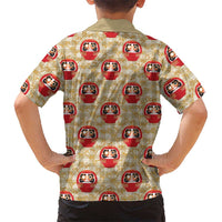 Japanese Daruma Doll Family Matching Long Sleeve Bodycon Dress and Hawaiian Shirt Palaka With Seamless Bamboo Pattern - Polynesian Pride