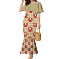Japanese Daruma Doll Family Matching Mermaid Dress and Hawaiian Shirt Palaka With Seamless Bamboo Pattern - Polynesian Pride
