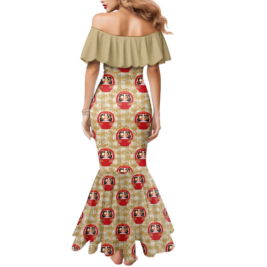 Japanese Daruma Doll Family Matching Mermaid Dress and Hawaiian Shirt Palaka With Seamless Bamboo Pattern - Polynesian Pride