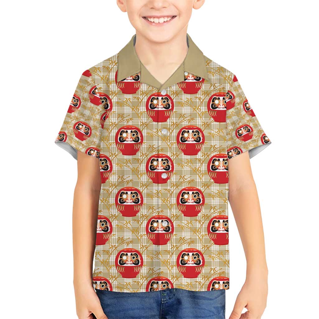 Japanese Daruma Doll Family Matching Off Shoulder Maxi Dress and Hawaiian Shirt Palaka With Seamless Bamboo Pattern - Polynesian Pride