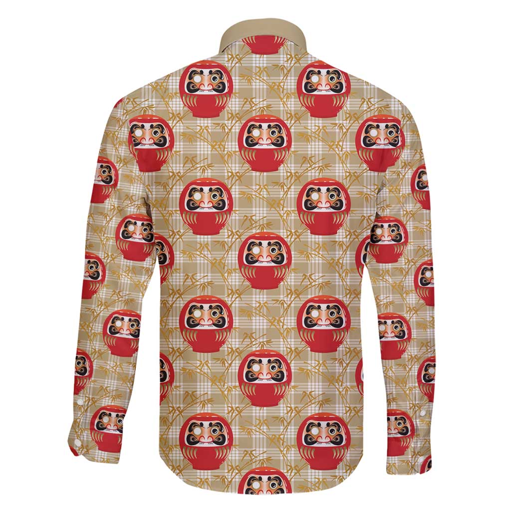 Japanese Daruma Doll Family Matching Off Shoulder Short Dress and Hawaiian Shirt Palaka With Seamless Bamboo Pattern - Polynesian Pride