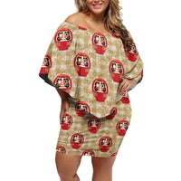 Japanese Daruma Doll Family Matching Off Shoulder Short Dress and Hawaiian Shirt Palaka With Seamless Bamboo Pattern - Polynesian Pride