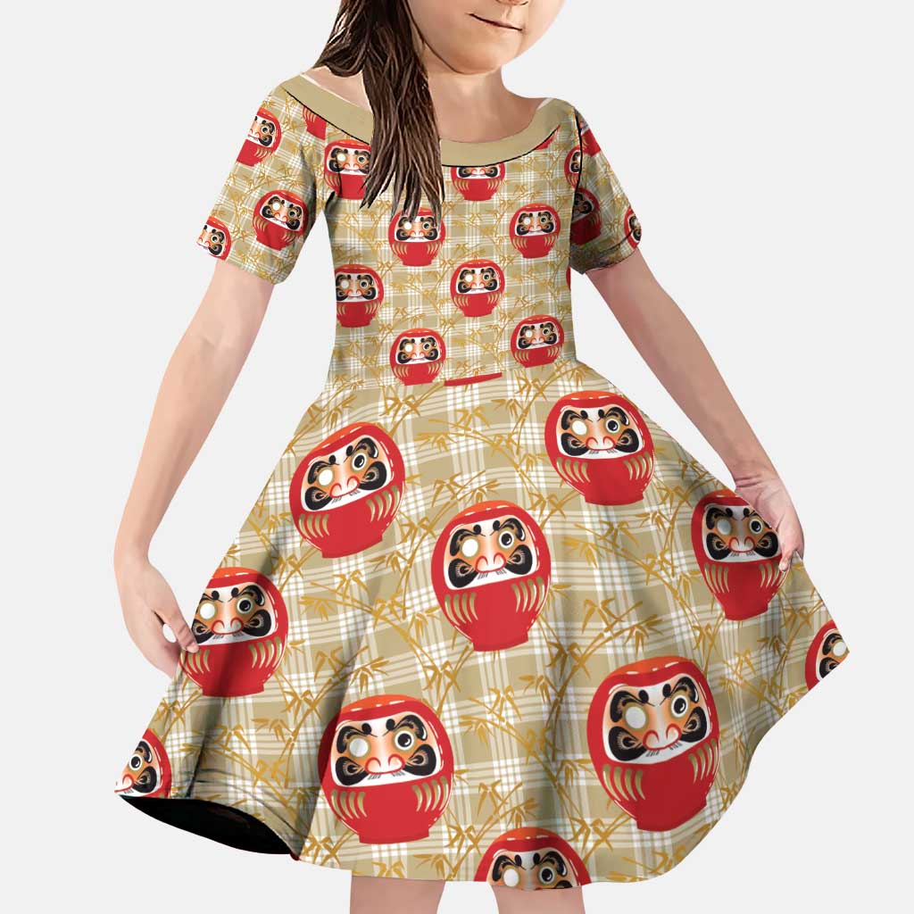 Japanese Daruma Doll Family Matching Short Sleeve Bodycon Dress and Hawaiian Shirt Palaka With Seamless Bamboo Pattern - Polynesian Pride