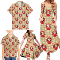 Japanese Daruma Doll Family Matching Summer Maxi Dress and Hawaiian Shirt Palaka With Seamless Bamboo Pattern - Polynesian Pride