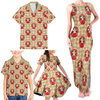 Japanese Daruma Doll Family Matching Tank Maxi Dress and Hawaiian Shirt Palaka With Seamless Bamboo Pattern - Polynesian Pride