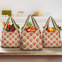 Japanese Daruma Doll Grocery Bag Palaka With Seamless Bamboo Pattern - Polynesian Pride