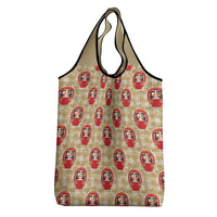 Japanese Daruma Doll Grocery Bag Palaka With Seamless Bamboo Pattern - Polynesian Pride