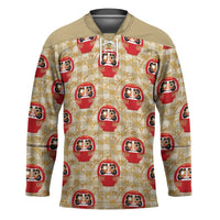 Japanese Daruma Doll Hockey Jersey Palaka With Seamless Bamboo Pattern - Polynesian Pride