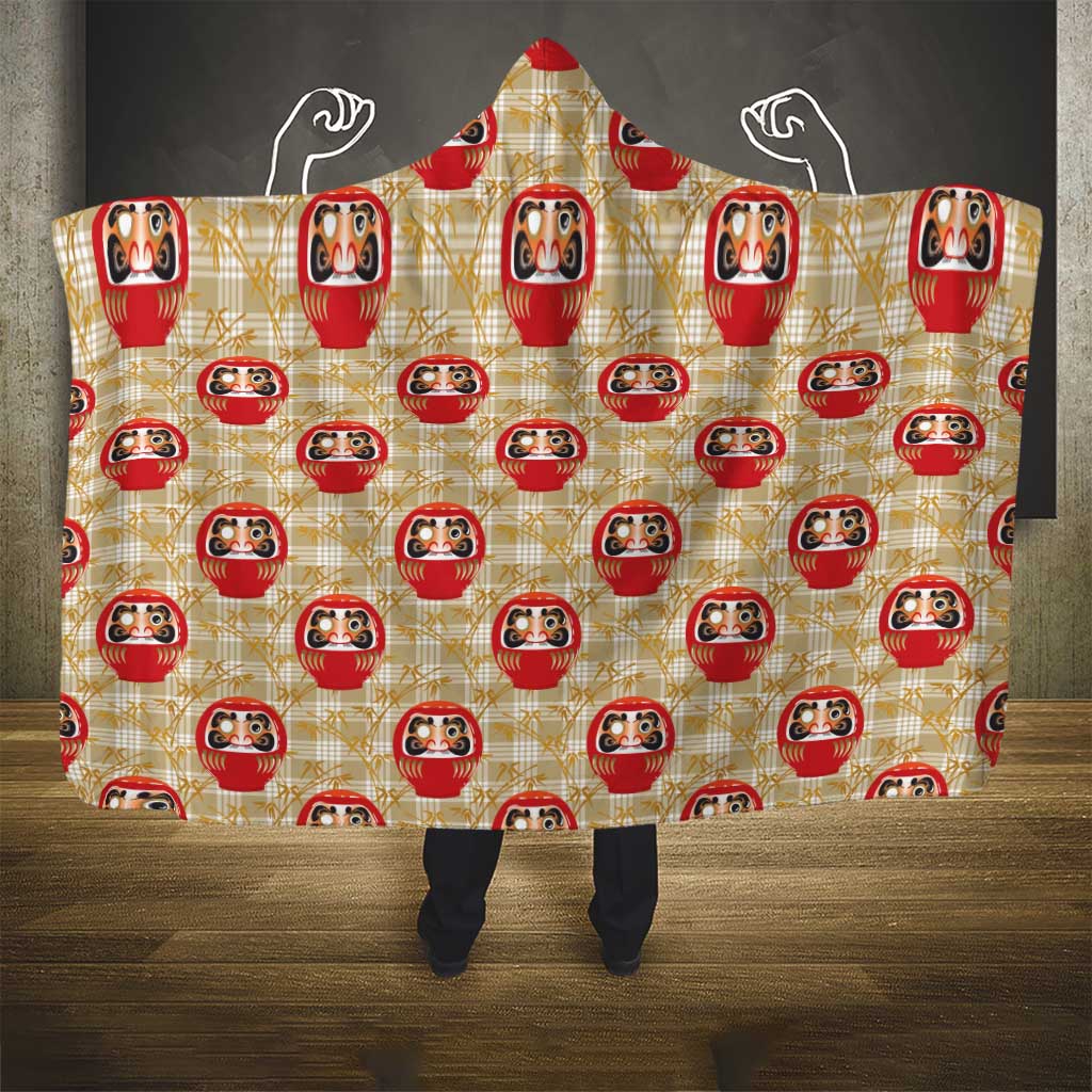 Japanese Daruma Doll Hooded Blanket Palaka With Seamless Bamboo Pattern - Polynesian Pride