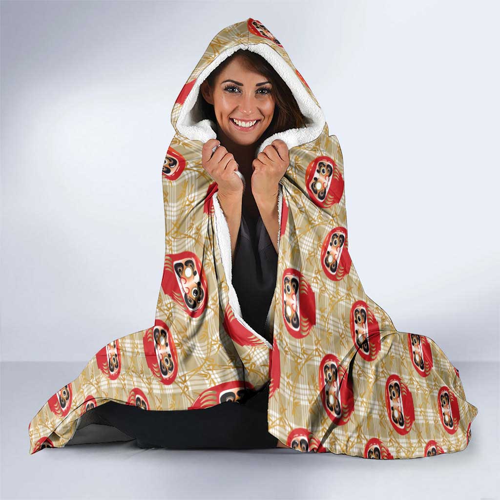 Japanese Daruma Doll Hooded Blanket Palaka With Seamless Bamboo Pattern - Polynesian Pride