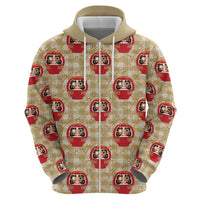Japanese Daruma Doll Hoodie Palaka With Seamless Bamboo Pattern - Polynesian Pride