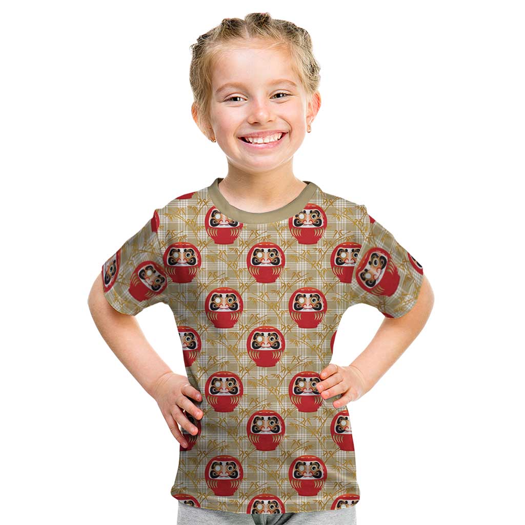 Japanese Daruma Doll Kid T Shirt Palaka With Seamless Bamboo Pattern - Polynesian Pride