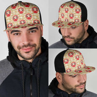 Japanese Daruma Doll Mesh Trucker Cap Palaka With Seamless Bamboo Pattern