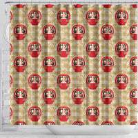 Japanese Daruma Doll Shower Curtain Palaka With Seamless Bamboo Pattern - Polynesian Pride