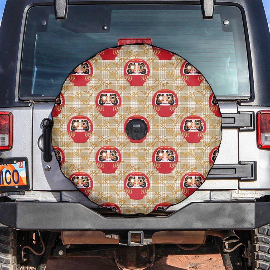 Japanese Daruma Doll Spare Tire Cover Palaka With Seamless Bamboo Pattern - Polynesian Pride