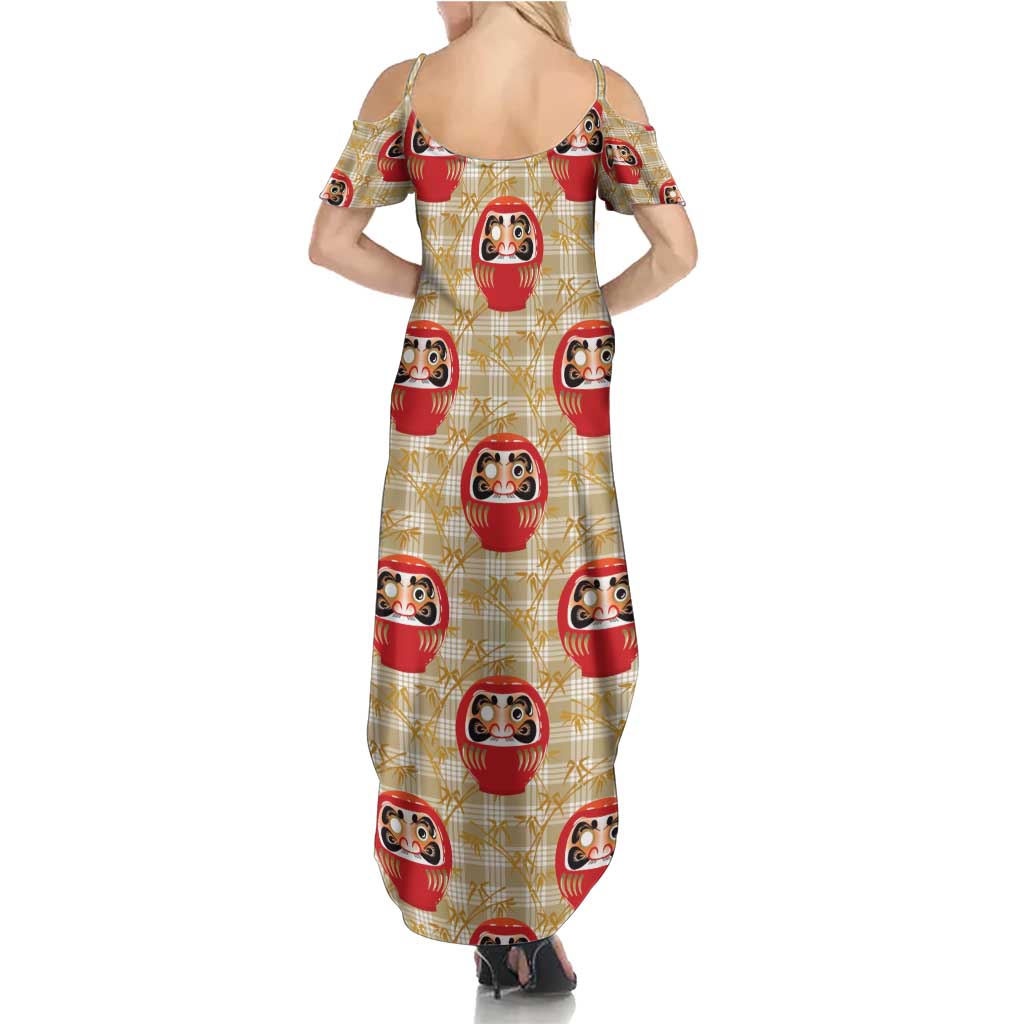 Japanese Daruma Doll Summer Maxi Dress Palaka With Seamless Bamboo Pattern - Polynesian Pride