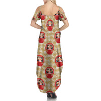 Japanese Daruma Doll Summer Maxi Dress Palaka With Seamless Bamboo Pattern - Polynesian Pride