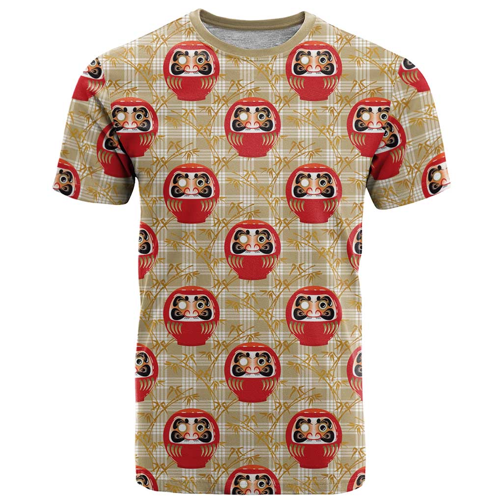 Japanese Daruma Doll T Shirt Palaka With Seamless Bamboo Pattern - Polynesian Pride