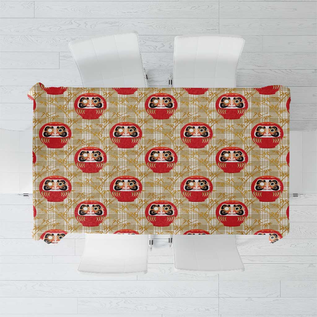 Japanese Daruma Doll Tablecloth Palaka With Seamless Bamboo Pattern - Polynesian Pride
