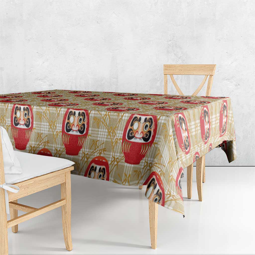 Japanese Daruma Doll Tablecloth Palaka With Seamless Bamboo Pattern - Polynesian Pride