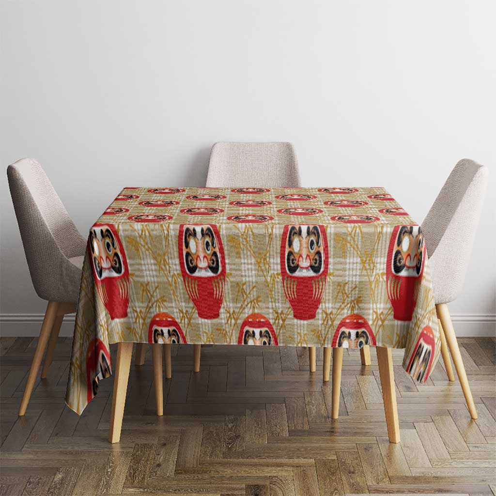 Japanese Daruma Doll Tablecloth Palaka With Seamless Bamboo Pattern - Polynesian Pride