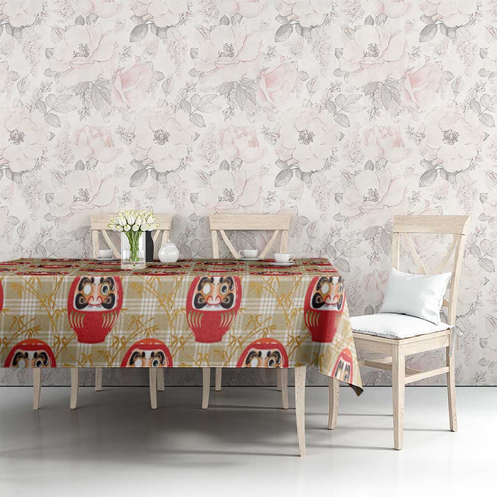 Japanese Daruma Doll Tablecloth Palaka With Seamless Bamboo Pattern - Polynesian Pride