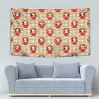 Japanese Daruma Doll Tapestry Palaka With Seamless Bamboo Pattern - Polynesian Pride
