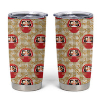 Japanese Daruma Doll Tumbler Cup Palaka With Seamless Bamboo Pattern LT14 Beige - Polynesian Pride