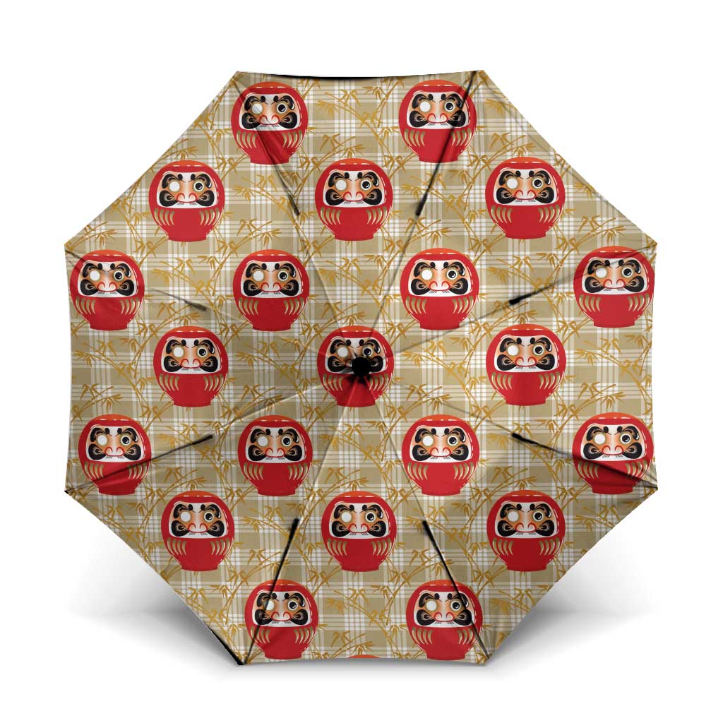Japanese Daruma Doll Umbrella Palaka With Seamless Bamboo Pattern - Polynesian Pride