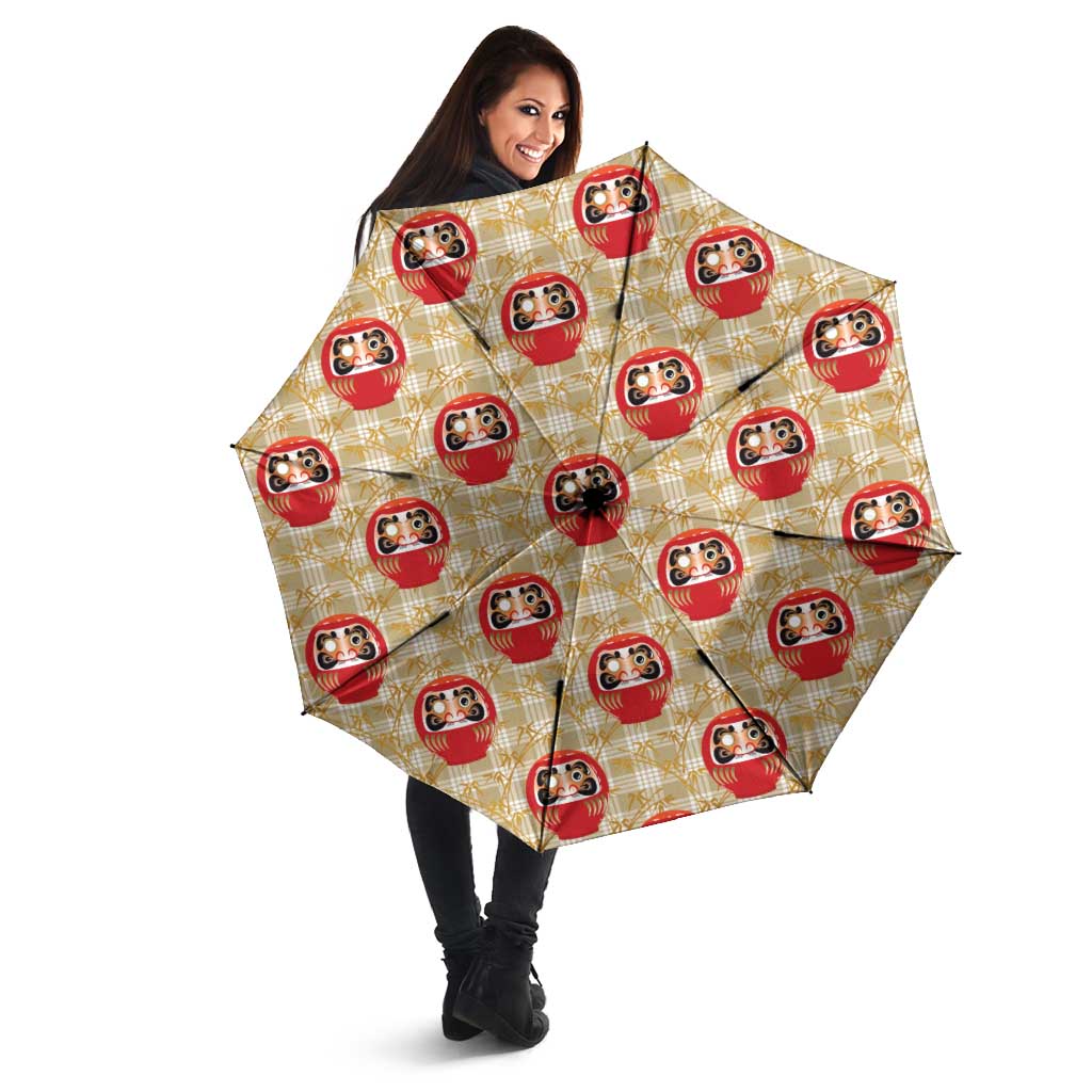 Japanese Daruma Doll Umbrella Palaka With Seamless Bamboo Pattern - Polynesian Pride