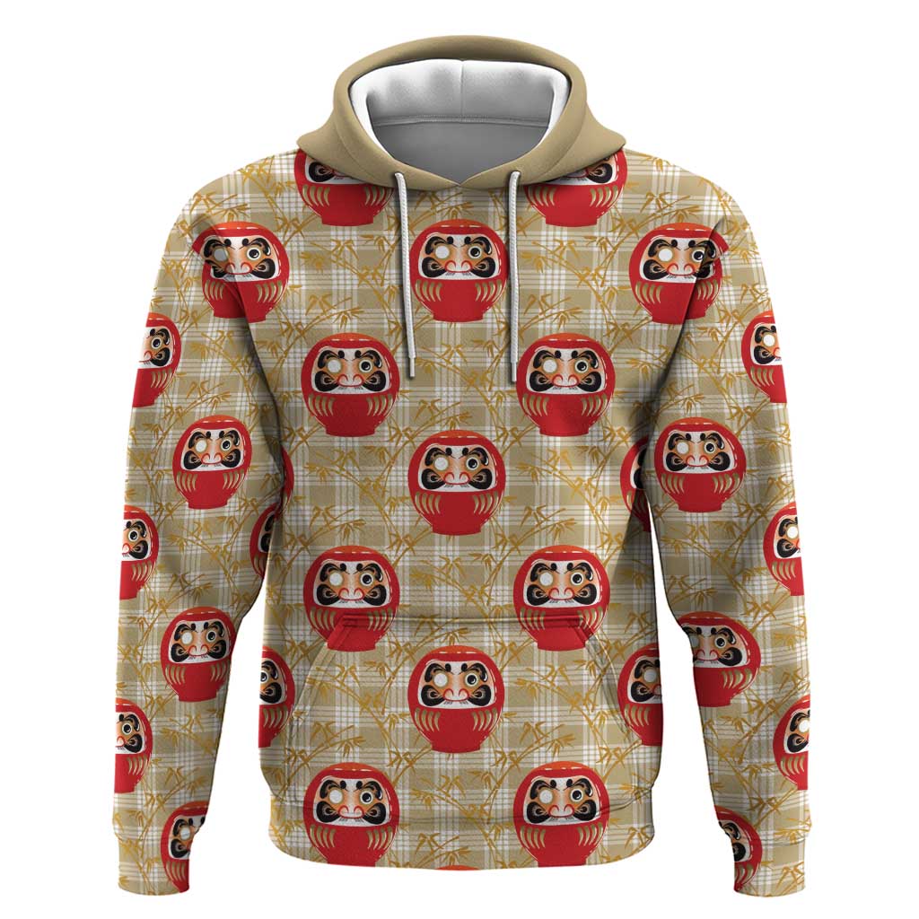Japanese Daruma Doll Zip Hoodie Palaka With Seamless Bamboo Pattern - Polynesian Pride