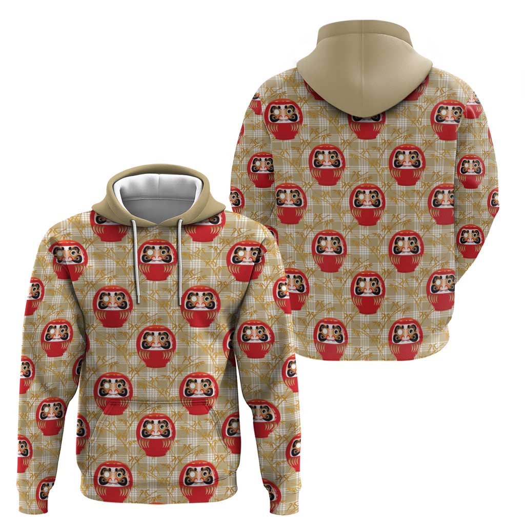 Japanese Daruma Doll Zip Hoodie Palaka With Seamless Bamboo Pattern - Polynesian Pride