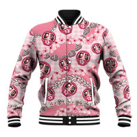 Japanese Daruma Doll Palaka Baseball Jacket Cherry Blossoms With Shell Lei - Polynesian Pride