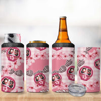 Japanese Daruma Doll Palaka 4 in 1 Can Cooler Tumbler Cherry Blossoms With Shell Lei - Polynesian Pride