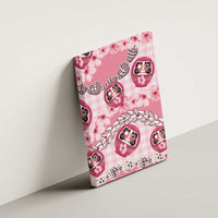 Japanese Daruma Doll Palaka Canvas Wall Art Cherry Blossoms With Shell Lei - Polynesian Pride