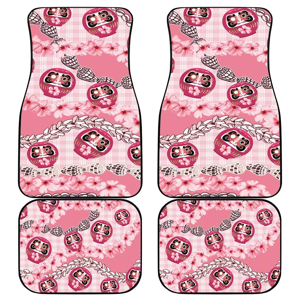 Japanese Daruma Doll Palaka Car Mats Cherry Blossoms With Shell Lei - Polynesian Pride