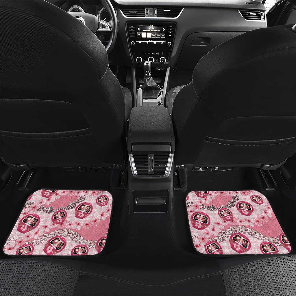 Japanese Daruma Doll Palaka Car Mats Cherry Blossoms With Shell Lei - Polynesian Pride