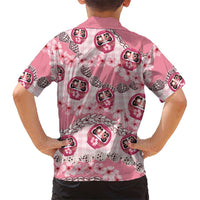 Japanese Daruma Doll Palaka Family Matching Mermaid Dress and Hawaiian Shirt Cherry Blossoms With Shell Lei - Polynesian Pride