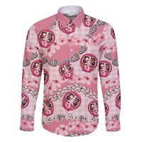Japanese Daruma Doll Palaka Family Matching Puletasi and Hawaiian Shirt Cherry Blossoms With Shell Lei - Polynesian Pride