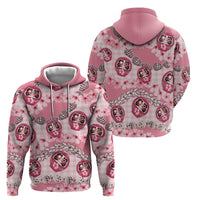 Japanese Daruma Doll Palaka Hoodie Cherry Blossoms With Shell Lei - Polynesian Pride