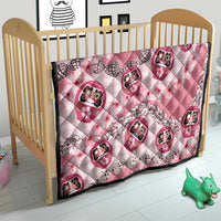 Japanese Daruma Doll Palaka Quilt Cherry Blossoms With Shell Lei - Polynesian Pride