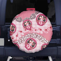Japanese Daruma Doll Palaka Spare Tire Cover Cherry Blossoms With Shell Lei - Polynesian Pride