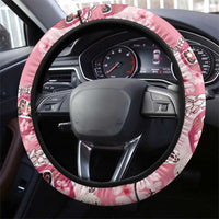 Japanese Daruma Doll Palaka Steering Wheel Cover Cherry Blossoms With Shell Lei - Polynesian Pride
