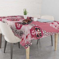 Japanese Daruma Doll Palaka Tablecloth Cherry Blossoms With Shell Lei - Polynesian Pride
