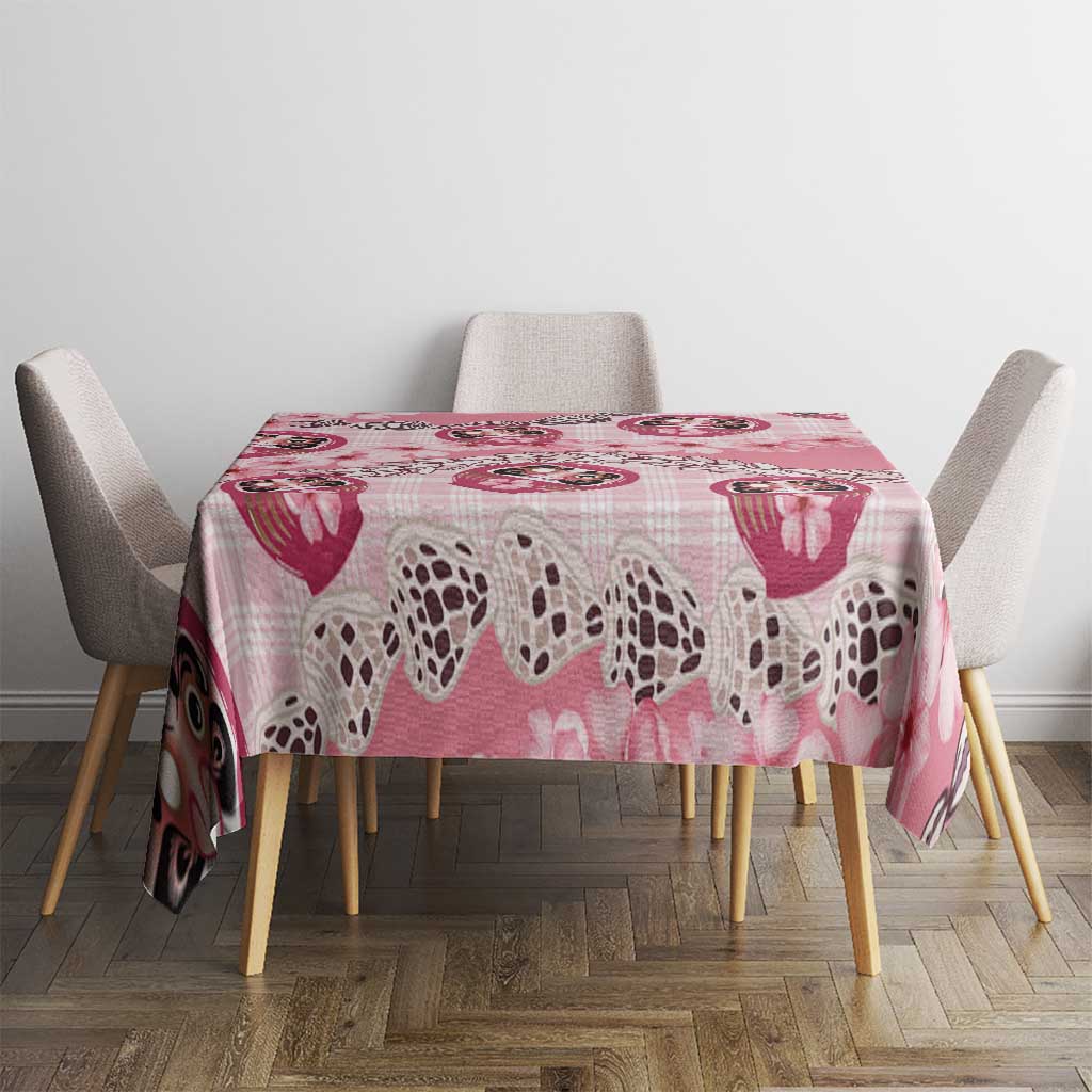 Japanese Daruma Doll Palaka Tablecloth Cherry Blossoms With Shell Lei - Polynesian Pride