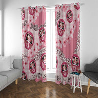 Japanese Daruma Doll Palaka Window Curtain Cherry Blossoms With Shell Lei - Polynesian Pride