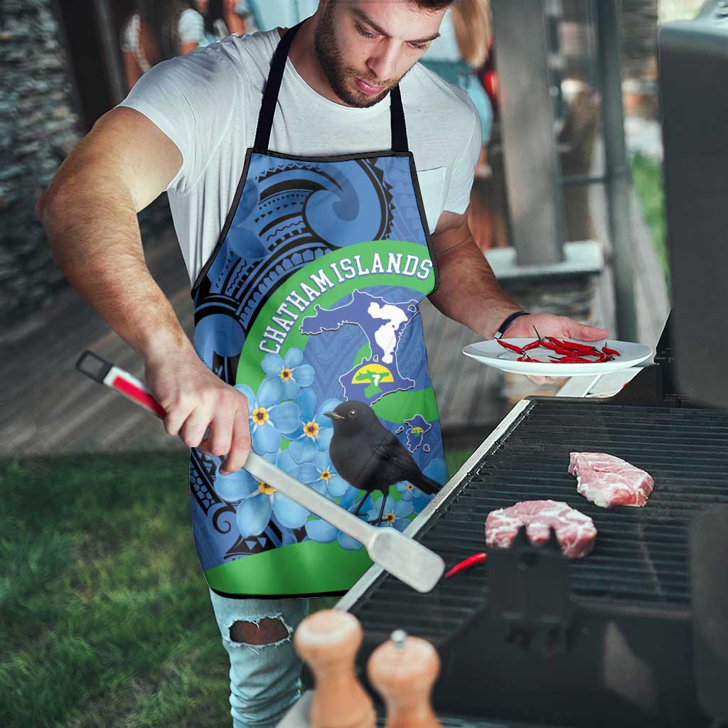 New Zealand Chatham Islands Apron Wharekauri Forget Me Not With Black Robin - Polynesian Pride