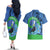 New Zealand Chatham Islands Couples Matching Off The Shoulder Long Sleeve Dress and Hawaiian Shirt Wharekauri Forget Me Not With Black Robin