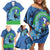 New Zealand Chatham Islands Family Matching Off Shoulder Short Dress and Hawaiian Shirt Wharekauri Forget Me Not With Black Robin