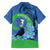 New Zealand Chatham Islands Family Matching Short Sleeve Bodycon Dress and Hawaiian Shirt Wharekauri Forget Me Not With Black Robin